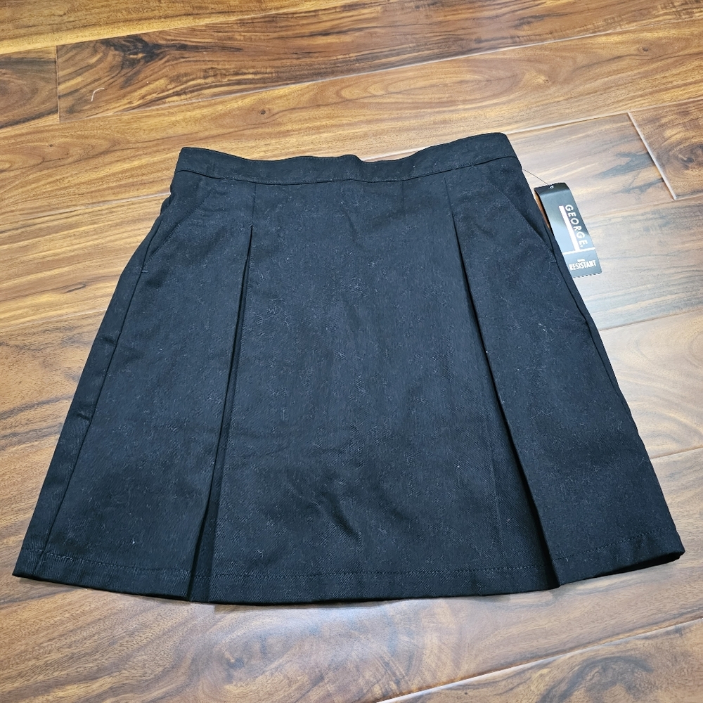 George NWT Girls School Uniform Twill Scooter Skort with Pockets Size 16 Black